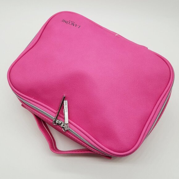 NEW Lancome Pink Cosmetics Makeup Bag Limited Edition 9.5"x7"x3" Travel Barbie - Picture 9 of 16